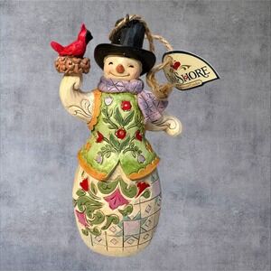 Jim Shore Heartwood Creek Snowman with Cardinal Ornament 6001512FD Enesco